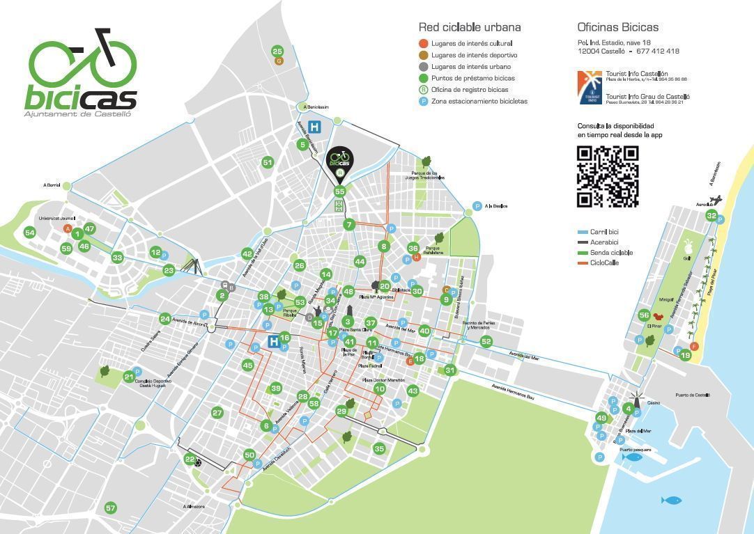mapa del carril bici en castellon